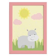 Imagem de Quadro Safari Menina Hipopótamo Moldura  22x32cm