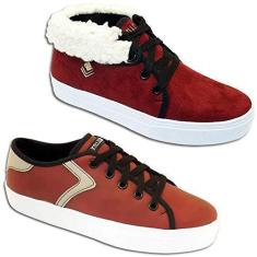 Imagem de Kit 2 Pares Tenis Casual Feminino Trilupy Bordô e Vermelho