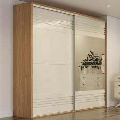 Imagem de Guarda-Roupa Casal 2 Portas 2 Gavetas Com Espelho 100% Mdf Freijo/Off
