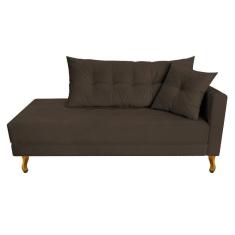 Imagem de Recamier Azura 140cm Com Almofada Lado Esquerdo Suede Cor Marrom