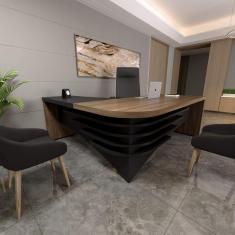 Imagem de Mesa Tamburato Diretor Ii Ld - Charuto/Preto 6098