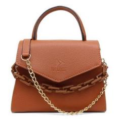 Imagem de Bolsa Bau Feminina com Corrente e Alça Transversal Fecho Botão-Feminino