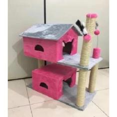 Imagem de Arranhador Para Dois Gatos Com 2 Casas Rosa - Dodytoy Brinquedos Para 