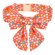 Imagem de Maca Bates Coleira de cachorro para dia dos namorados com laço/flor/gravata borboleta, coleira ajustável de coração doce para cães pequenos, médios e grandes com fivela de metal