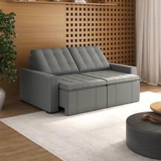 Imagem de Sofá Cama Retrátil E Reclinável 3 Lugares 200cm Em Veludo Palmeira Cab