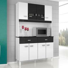 Imagem de Cozinha Ambiente Kit Manu 8 Portas Branco Preto - Poquema - Poquema In