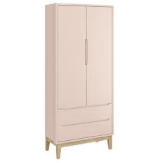 Imagem de Guarda Roupa Infantil Classic 2 Portas Rosa Fosco Com Pés Madeira Natu