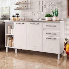 Imagem de Balcão De Cozinha Star New 3 Portas 2 Gavetas Branco - Telasul