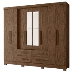 Imagem de Guarda Roupa San Lorenzo 237cm 8 Portas Castanho Wood Com Espelho Mova