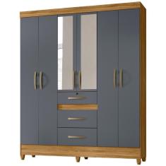 Imagem de Guarda Roupa Casal 6 Portas Com Espelho 8680 Freijo Cinza Moval Freijo Cinza