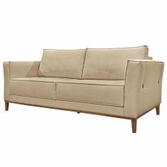 Imagem de Sofá Decorativo 3 Lugares 210cm Pés em Madeira Tarantino Linho Bege G63 - Gran Belo