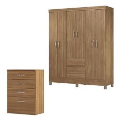 Imagem de Cômoda Astral E Guarda Roupa Casal Flash 2 Amêndola Touch - Demóbile -