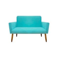 Imagem de Namoradeira Decorativa Malibu 2 Lugares Suede Azul Tiffany - Maitê Mod