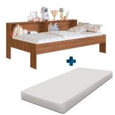 Imagem de Cama Infantil Solteiro Com Colchão E Nichos Nogal Sunset Shop Jm