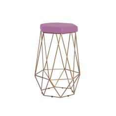 Imagem de Banqueta Rubel Base Gold Veludo Rosê Gran Belo