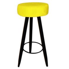 Imagem de Kit 03 Banqueta Alta Flora Pés Palito Em Madeira Preto  Bar Bistrô Coz