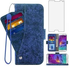 Imagem de Asuwish Capa carteira compatível com Samsung Galaxy Note 4, protetor de tela de vidro temperado, suporte para cartão, suporte, capa de telefone de couro para Glaxay Note4 Gaxaly N910A Not Notes Quatro