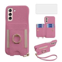 Imagem de Asuwish Capa de telefone para Samsung Galaxy S21 5G 6,2 polegadas capa carteira com protetor de tela de vidro temperado e anel de crédito de couro PU suporte para cartão suporte slot acessórios para