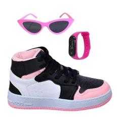 Imagem de Tênis Infantil Feminino Casual Botinha Cano Alto Meninas Básico Escola