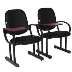 Imagem de 02 Cadeiras Para Auditório Com Prancheta Linha Dallas Auditório Preto