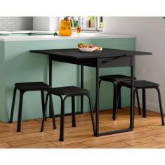 Imagem de Conjunto: Mesa de Cozinha 1590 Extensível + 4 Banquetas Preto - Carrar