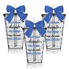 Imagem de 3 Copos Convite Twister Personalizados Agradecimento para Pajem