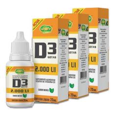 Imagem de Kit 3 Vitamina D3 2.000 Ui Unilife Menta 20ml