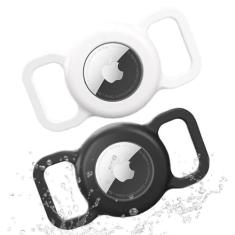 Imagem de Coleira de cachorro AirTag à prova d'água, pacote com 2 capas Apple AirTag para cães, etiqueta de ar para cães. Coleira com suporte para coleira de animais de estimação, capa protetora de silicone