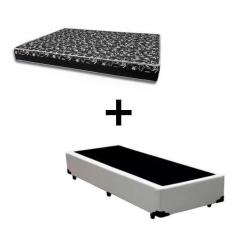 Imagem de Cama Box Solteiro 88 - Tecido Sintético Branco com Colchão Belize Bell