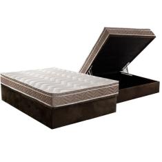 Imagem de Cama Box Baú Casal: Colchão Espuma D33 Paropas Confort Ultra Firme + Base CRC Suede Brown (138x188)