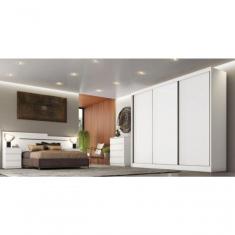 Imagem de Guarda Roupa Casal 3 Portas 8 Gavetas Arezzo - Móveis Novo Horizonte - Branco