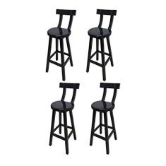 Imagem de Kit 4 Banqueta Alta de Madeira com Encosto Girafa Preto