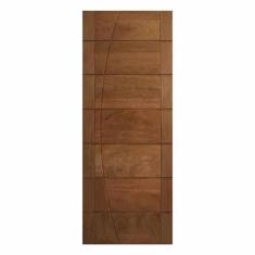 Imagem de Porta de Entrada Maciça BBB-R com Friso em Arco - Madeira, 2,10 m (alt