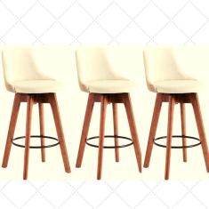 Imagem de Kit 3 Banquetas Gourmet Para Cozinha Ou Bancada Bege Claro
