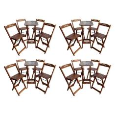Imagem de Kit 4 Conjuntos Bistrô Mesa Com 4 Banquetas Dobráveis De Madeira Personalizada Jack - Imbuia Marrom