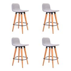 Imagem de Kit 4 Banquetas Baixa Linea Aço Preto Assento Cinza