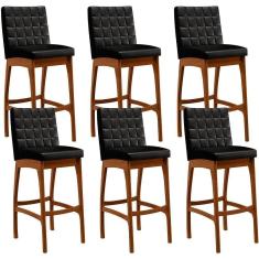 Imagem de Kit 06 Banquetas Altas Mila Preto