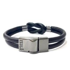 Imagem de Pulseira Armazem RR Bijoux couro masculina nó preta