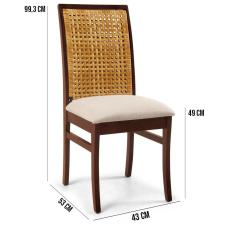 Imagem de Kit 02 Cadeiras Para Sala de Jantar Cozinha Latina Canela Linho Rústico Bege - Gran Belo