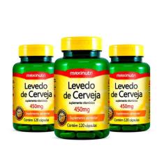 Imagem de Kit 03 Levedo De Cerveja 450Mg 120 Cápsulas Maxinutri