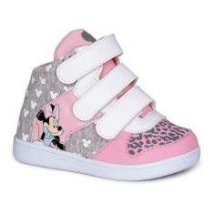 Imagem de Tênis Infantil Feminino Minnie Nº25 Cor Rosa Com Cinza - Sugar Shoes