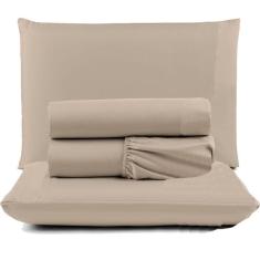 Imagem de Jogo De Lençol Pratik Peletizado Padrão 4 Peças Barato - Avelã