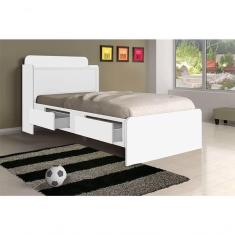 Imagem de Cama Tamires Solteiro 0.88cm Branco Com Capitonê Bege
