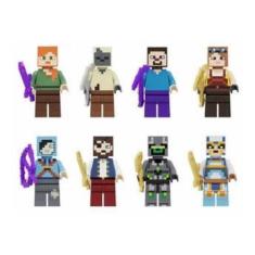 Imagem de Bonecos Blocos De Montar Minecraft Alex Husk Steve Zombie - Mega Block
