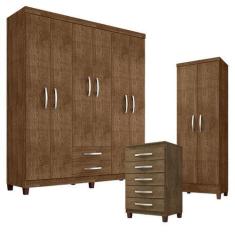 Imagem de Guarda Roupa Casal Modena Com Cômoda Cannes 5 Gavetas E Armário Multiu