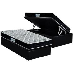 Imagem de Cama Box Baú Solteiro: D45-ep Prodormir Advanced Tech2000 Double Face + Base Crc Suede Black