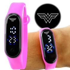 Imagem de Relógio Digital Mulher Maravilha Infantil Prova d`água Pulseira Ajustável - Orizom Kids