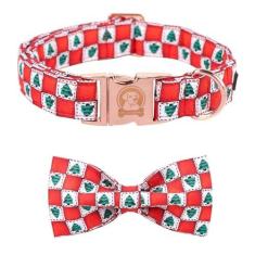 Imagem de Coleira de cachorro de árvore de Natal com laço MR. CHUBBYFACE para meninos e meninas com gravata borboleta para cachorros pequenos, médios e grandes