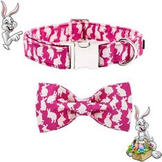 Imagem de Coleira para cães Maca Bates com laço - Linda coleira para cachorro, gravata borboleta removível para cães, coleira borboleta ajustável para cães pequenos, médios e grandes, presente feminino ou masculino