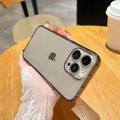 Imagem de Estojo Almofada de Ar Transparente para iPhone 14 13 12 11 Pro Max XS X XR 7 8 Plus Capa de silicone macio para proteção de mini lente, preta, para iPhone13 Pro Max